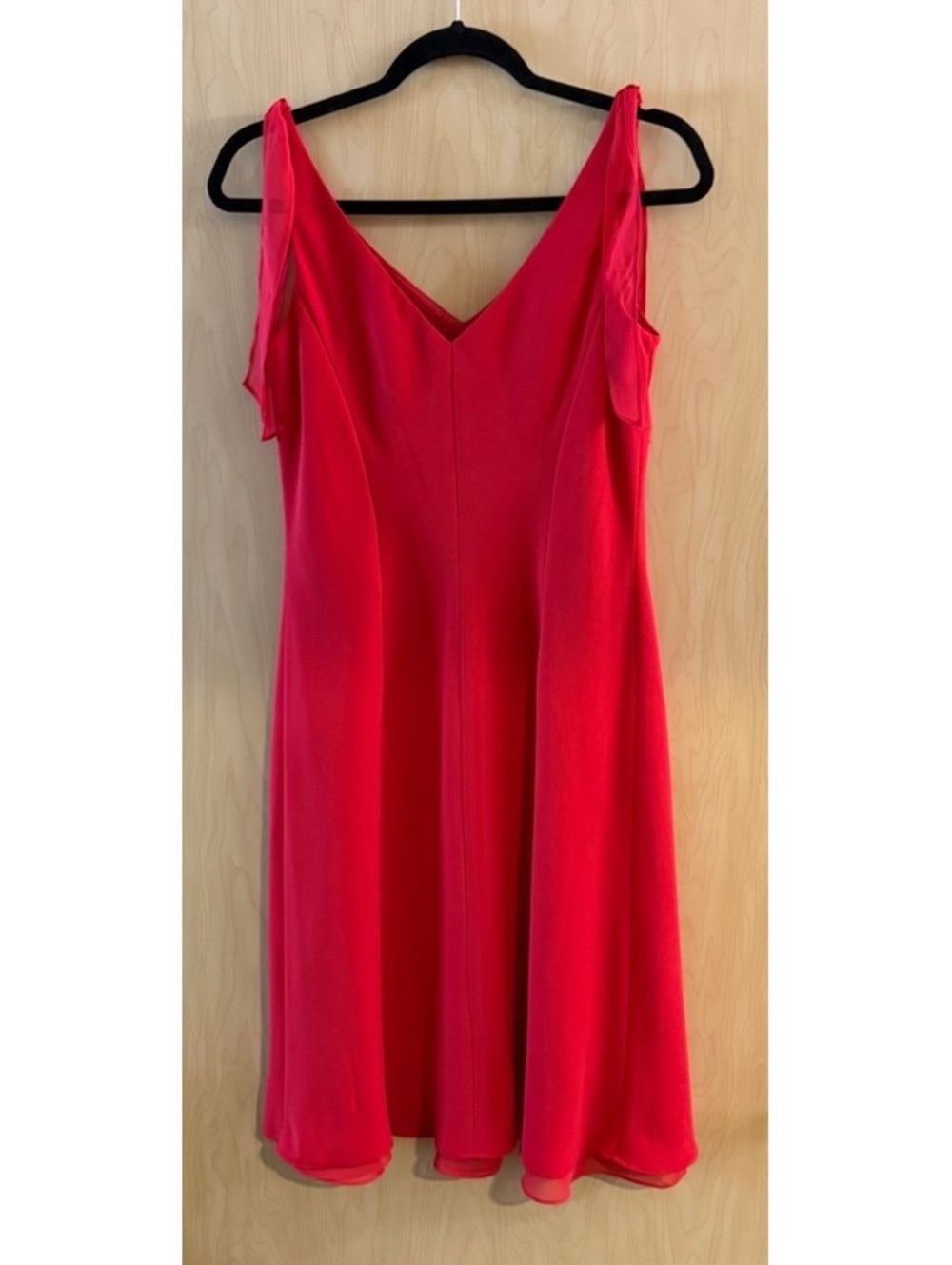 90s Evan Picone red cocktail dress knee-length chiffon v neck size 8